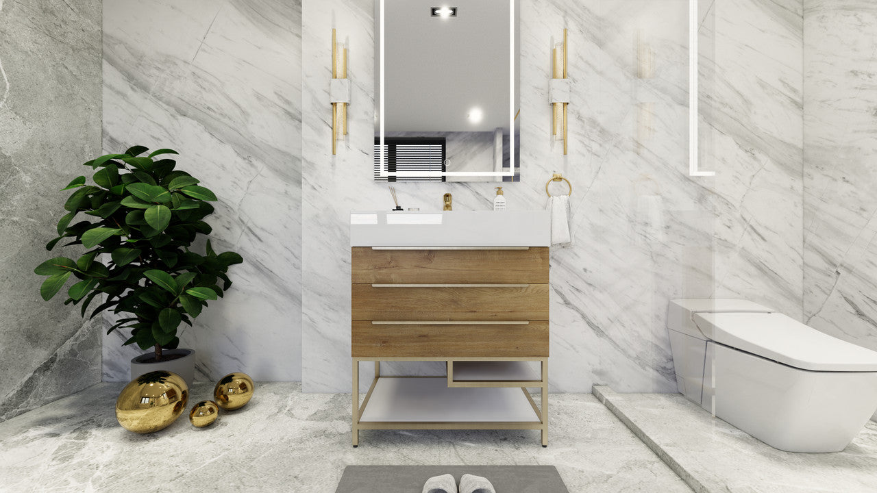 Bethany 30" Freestanding Bathroom Vanity with Reinforced Acrylic Integrated Sink Top