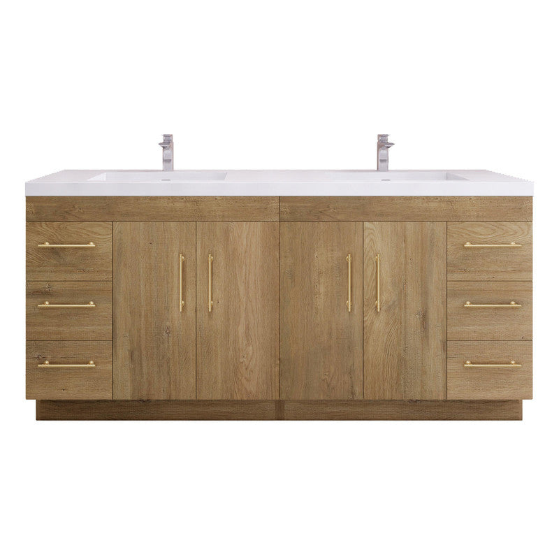Elsa 72" Freestanding Bathroom Vanity with Reinforced Acrylic Integrated Sink Top