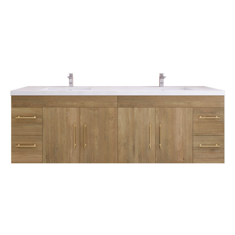Elsa 84" Wall Mounted Bathroom Vanity with Reinforced Acrylic Integrated Sink Top