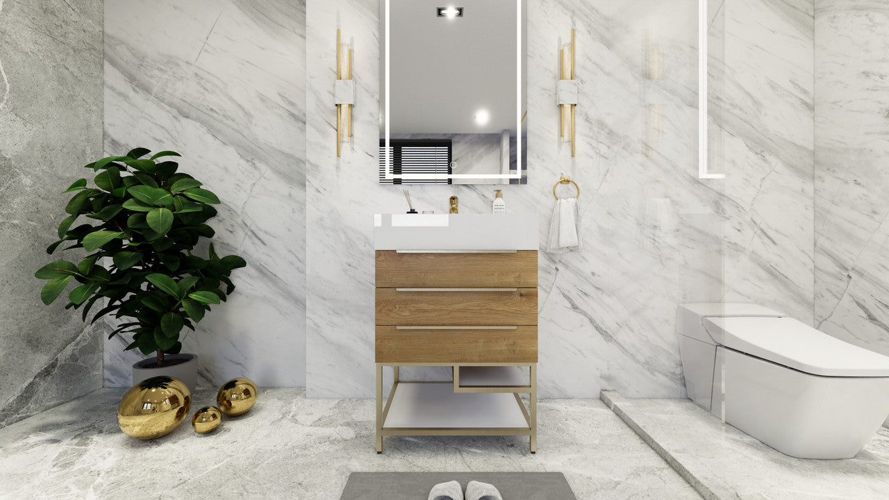 Bethany 24" Freestanding Bathroom Vanity with Reinforced Acrylic Integrated Sink Top