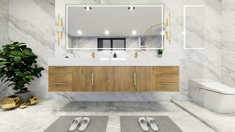 Bethany 84" Wall Mounted Bathroom Vanity with Reinforced Acrylic Integrated Sink Top