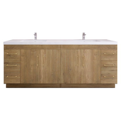 Elsa 84" Freestanding Bathroom Vanity with Reinforced Acrylic Integrated Sink Top