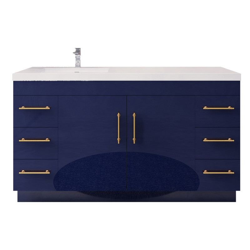 Elsa 60" Freestanding Bathroom Vanity with Reinforced Acrylic Integrated Sink Top