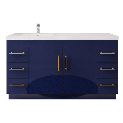 Elsa 60" Freestanding Bathroom Vanity with Reinforced Acrylic Integrated Sink Top