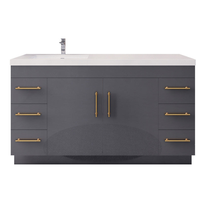 Elsa 60" Freestanding Bathroom Vanity with Reinforced Acrylic Integrated Sink Top