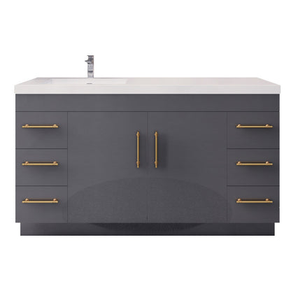 Elsa 60" Freestanding Bathroom Vanity with Reinforced Acrylic Integrated Sink Top