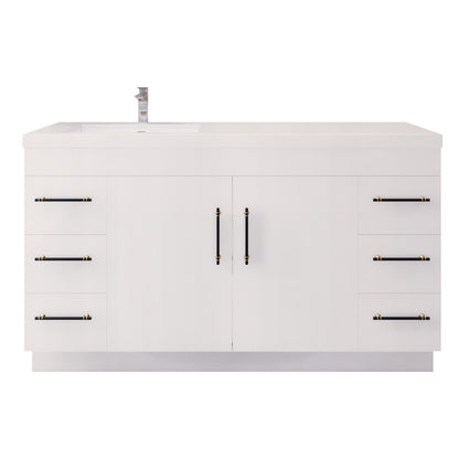 Elsa 60" Freestanding Bathroom Vanity with Reinforced Acrylic Integrated Sink Top