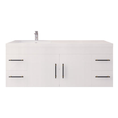 Elsa 60" Wall Mounted Bathroom Vanity with Reinforced Acrylic Integrated Sink Top