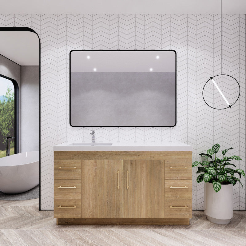 Elsa 60" Freestanding Bathroom Vanity with Reinforced Acrylic Integrated Sink Top