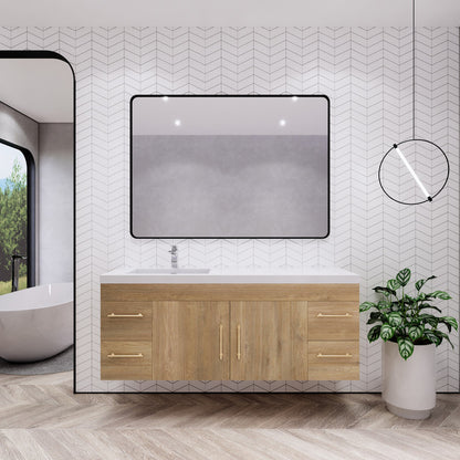 Elsa 60" Wall Mounted Bathroom Vanity with Reinforced Acrylic Integrated Sink Top