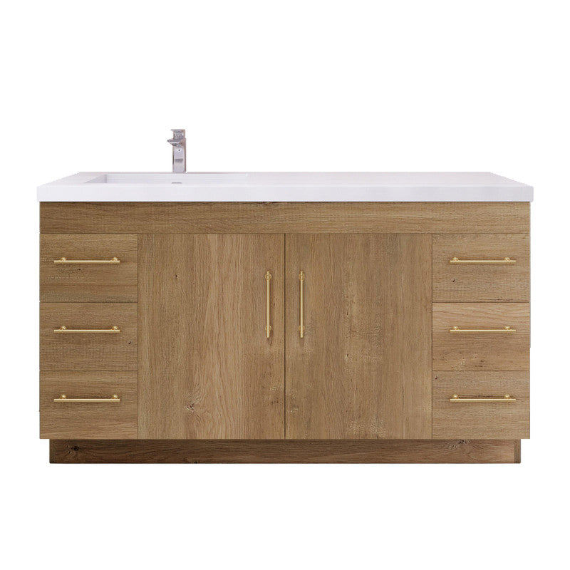 Elsa 60" Freestanding Bathroom Vanity with Reinforced Acrylic Integrated Sink Top