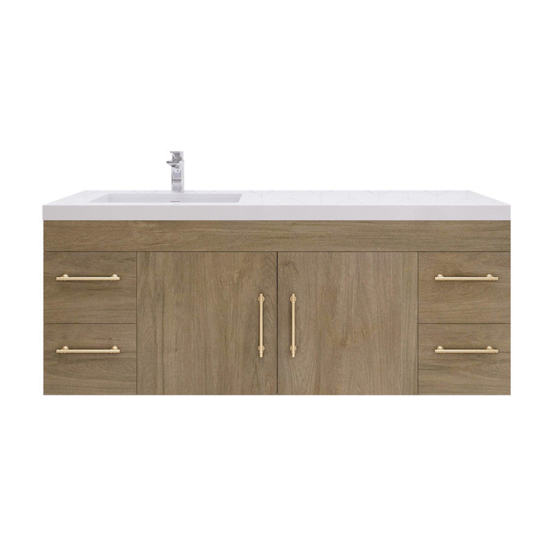 Elsa 60" Wall Mounted Bathroom Vanity with Reinforced Acrylic Integrated Sink Top