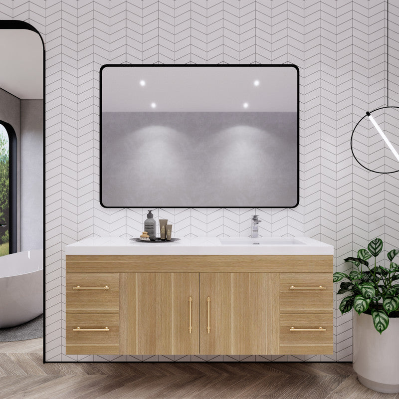 Elsa 60" Wall Mounted Bathroom Vanity with Reinforced Acrylic Integrated Sink Top