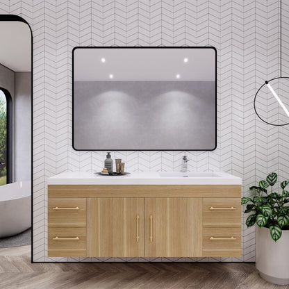 Elsa 60" Wall Mounted Bathroom Vanity with Reinforced Acrylic Integrated Sink Top