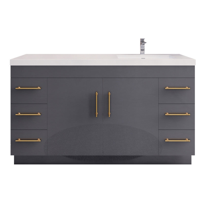 Elsa 60" Freestanding Bathroom Vanity with Reinforced Acrylic Integrated Sink Top