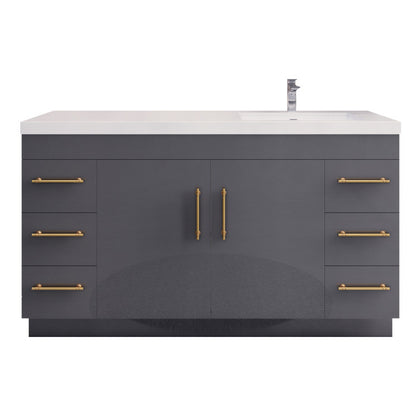 Elsa 60" Freestanding Bathroom Vanity with Reinforced Acrylic Integrated Sink Top