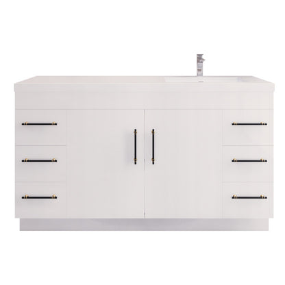 Elsa 60" Freestanding Bathroom Vanity with Reinforced Acrylic Integrated Sink Top