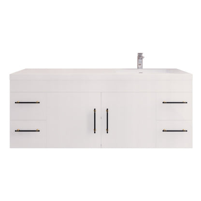 Elsa 60" Wall Mounted Bathroom Vanity with Reinforced Acrylic Integrated Sink Top