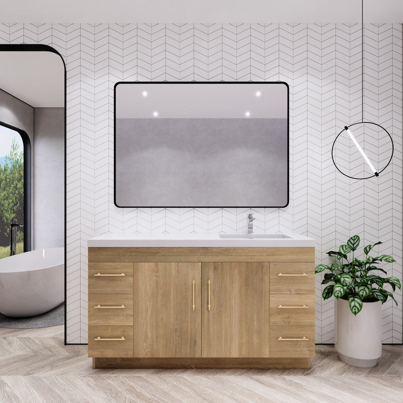 Elsa 60" Freestanding Bathroom Vanity with Reinforced Acrylic Integrated Sink Top