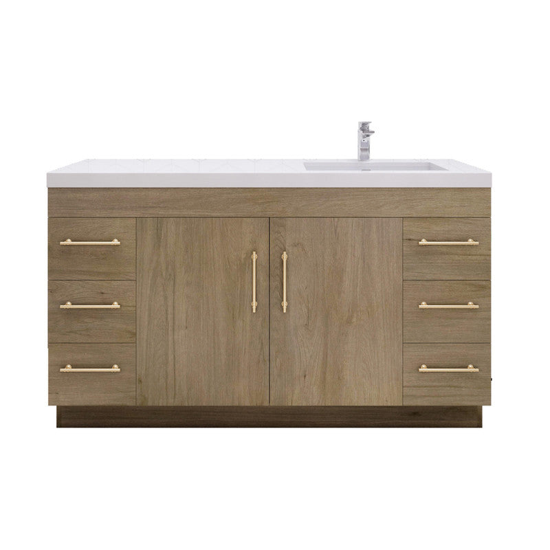 Elsa 60" Freestanding Bathroom Vanity with Reinforced Acrylic Integrated Sink Top