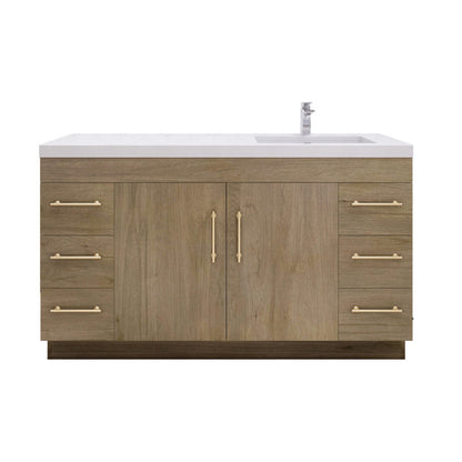 Elsa 60" Freestanding Bathroom Vanity with Reinforced Acrylic Integrated Sink Top