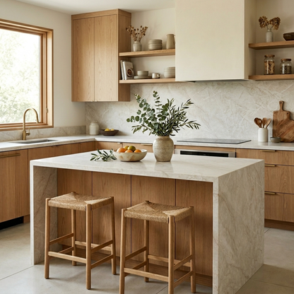 Perla Bianco Printed Surface Quartz Slab
