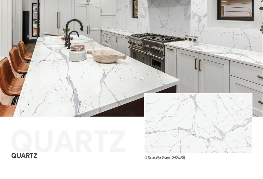 Calacatta Storm Quartz Slab - Main Image