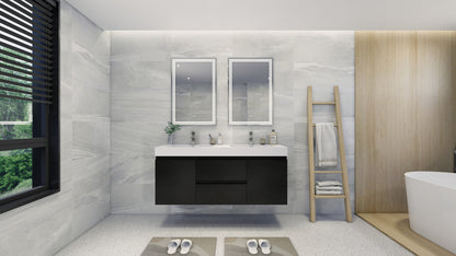 Fortune 60" Wall Mounted Bathroom Vanity with Reinforced Acrylic Integrated Sink Top