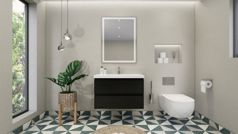Bohemia Lina 36" Wall Mounted Bathroom Vanity with Reinforced Acrylic Integrated Sink Top