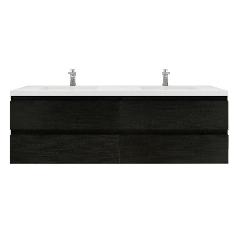Bohemia Lina 72" Wall Mounted Bathroom Vanity with Reinforced Acrylic Integrated Sink Top