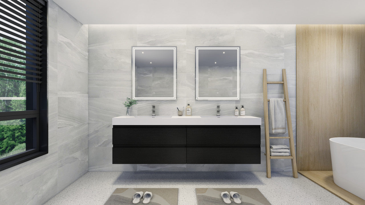 Fortune 84" Wall Mounted Bathroom Vanity with Reinforced Acrylic Integrated Sink Top