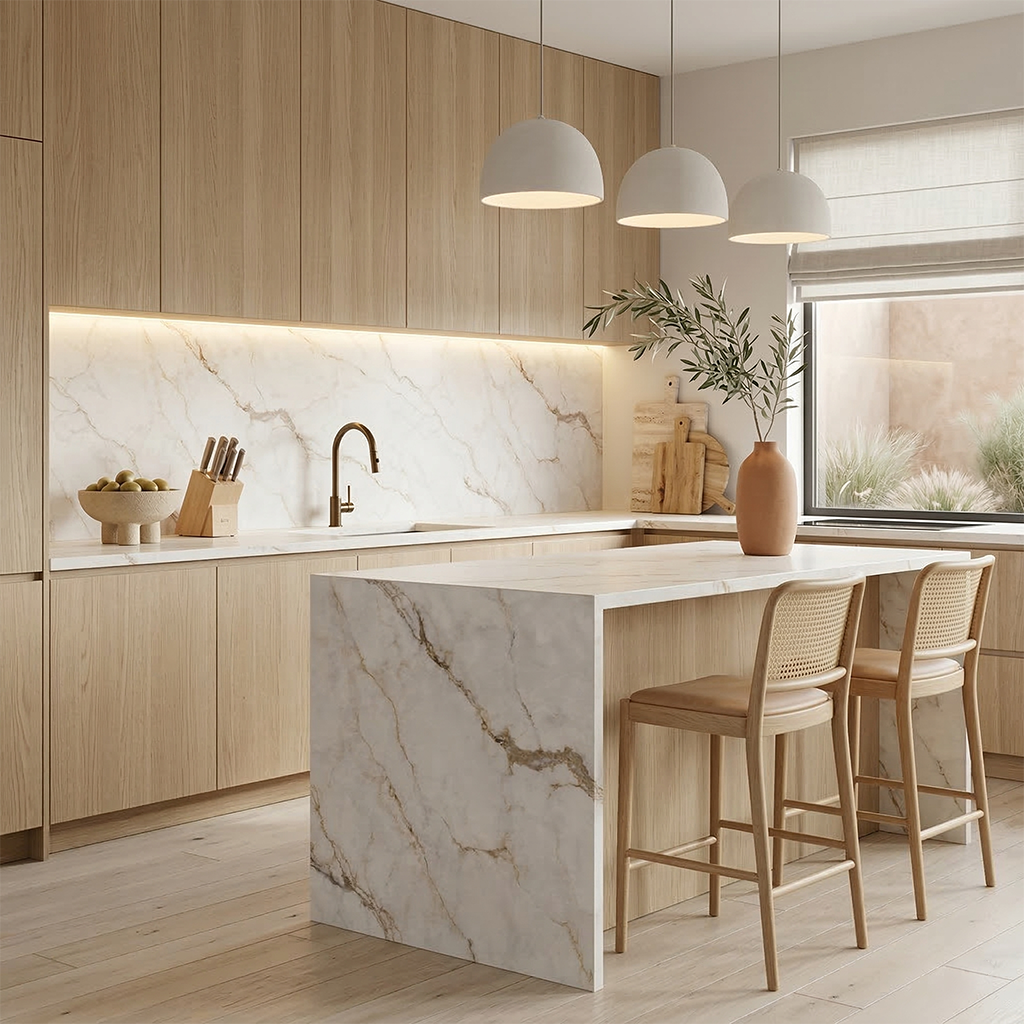 Rosata Fiora Printed Surface Quartz Slab