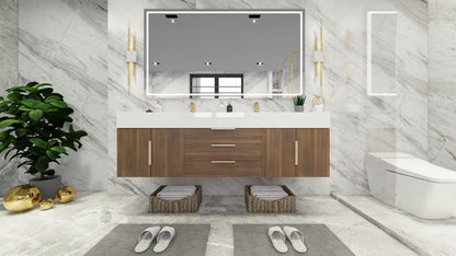 Bethany 72" Wall Mounted Bathroom Vanity with Reinforced Acrylic Integrated Sink Top
