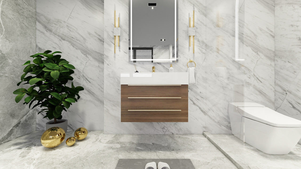 Bethany 30" Wall Mounted Bathroom Vanity with Reinforced Acrylic Integrated Sink Top