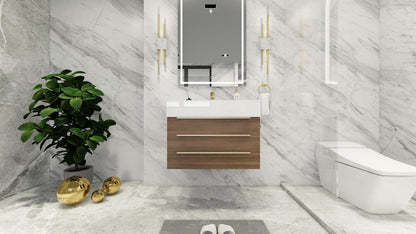 Bethany 30" Wall Mounted Bathroom Vanity with Reinforced Acrylic Integrated Sink Top