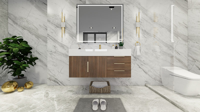 Bethany 48" Wall Mounted Bathroom Vanity with Reinforced Acrylic Integrated Sink Top