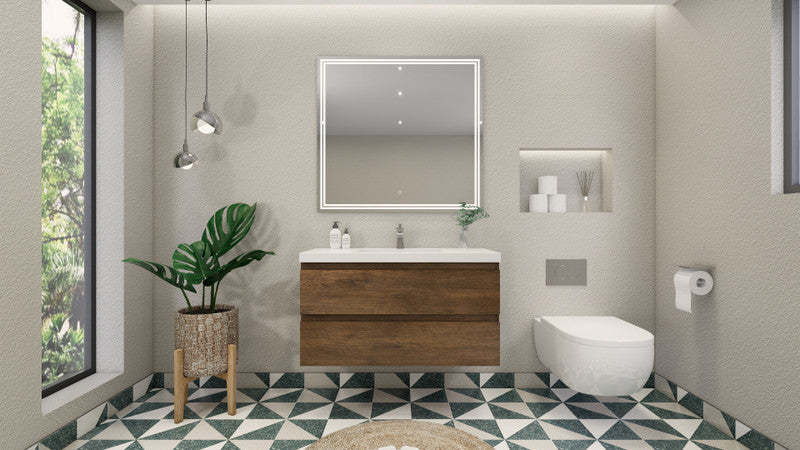 Bohemia Lina 42" Wall Mounted Bathroom Vanity with Reinforced Acrylic Integrated Sink Top