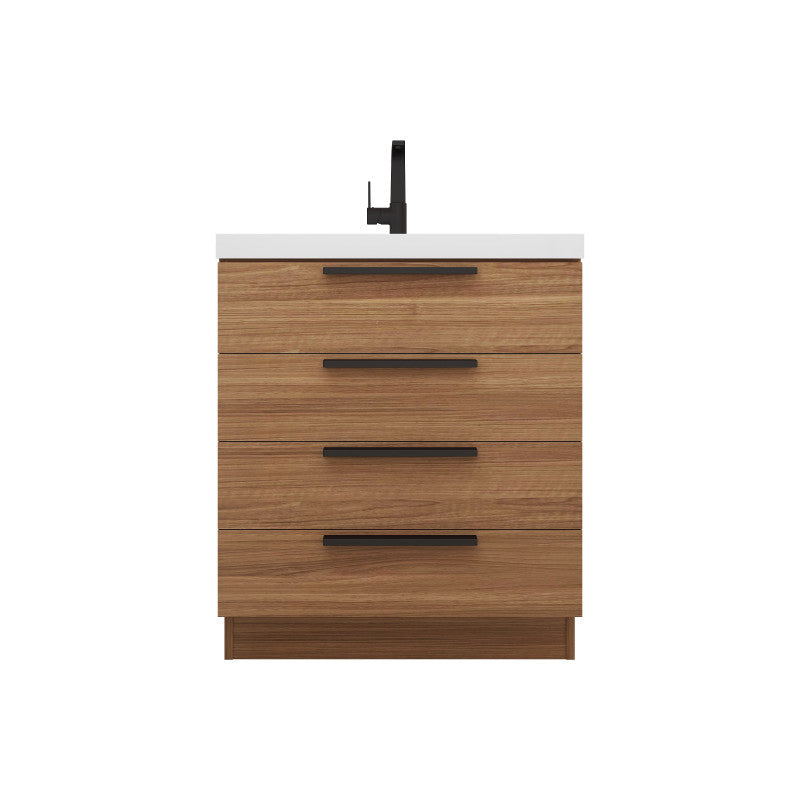 Carla 30" Freestanding Bathroom Vanity with Reinforced Acrylic Integrated Sink Top