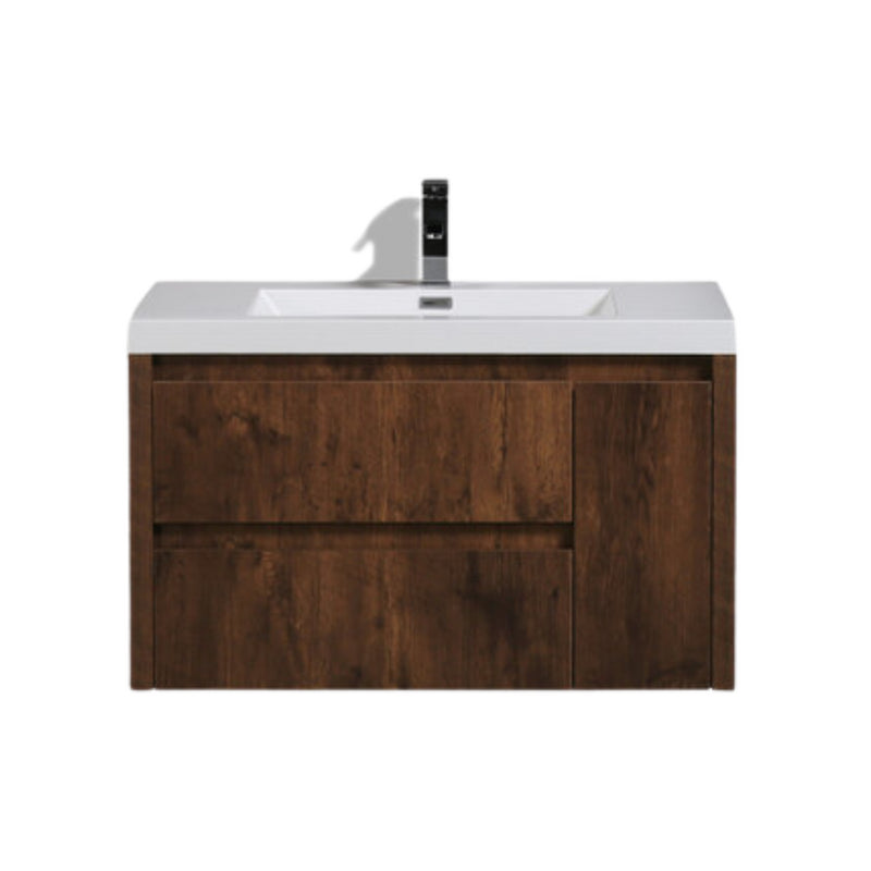 Jade 36" Wall Mounted Bathroom Vanity with Reinforced Acrylic Integrated Sink Top
