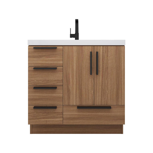 Carla 36" Freestanding Bathroom Vanity with Reinforced Acrylic Integrated Sink Top