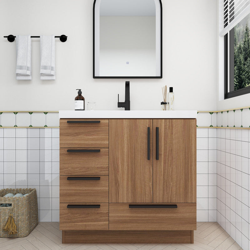 Carla 42" Freestanding Bathroom Vanity with Reinforced Acrylic Integrated Sink Top