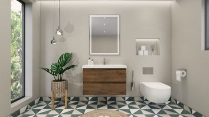 Bohemia Lina 36" Wall Mounted Bathroom Vanity with Reinforced Acrylic Integrated Sink Top