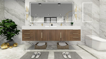 Bethany 84" Wall Mounted Bathroom Vanity with Reinforced Acrylic Integrated Sink Top