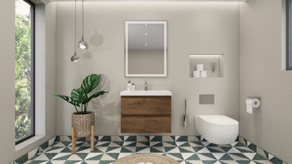 Bohemia Lina 30" Wall Mounted Bathroom Vanity with Reinforced Acrylic Integrated Sink Top