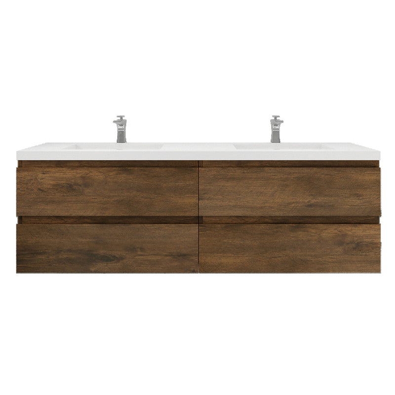 Bohemia Lina 72" Wall Mounted Bathroom Vanity with Reinforced Acrylic Integrated Sink Top