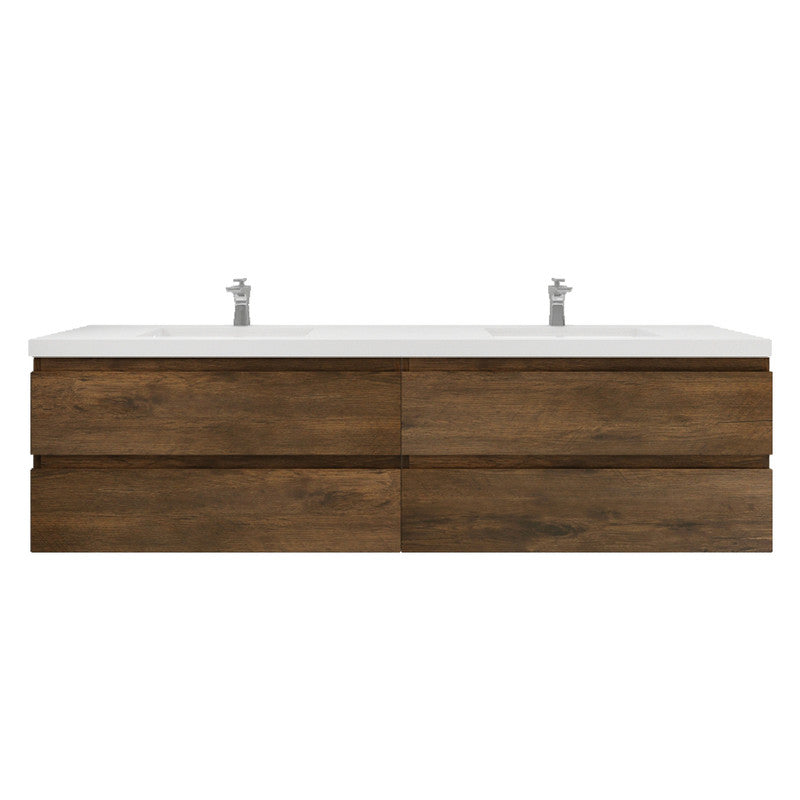Bohemia Lina 84" Wall Mounted Bathroom Vanity with Reinforced Acrylic Integrated Sink Top