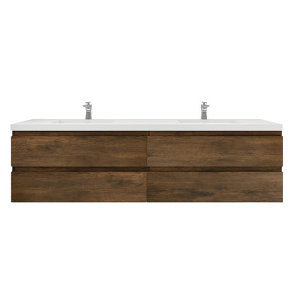 Bohemia Lina 84" Wall Mounted Bathroom Vanity with Reinforced Acrylic Integrated Sink Top