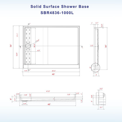 Offset Solid Surface Shower Base Pan