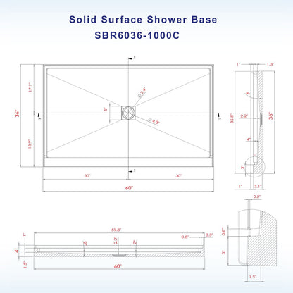 Heartland Solid Surface Shower Base Pan