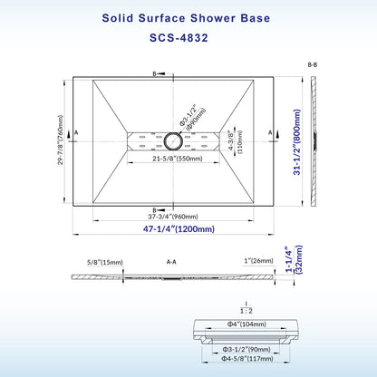 Core Zero Threshold Solid Surface Shower Base Pan